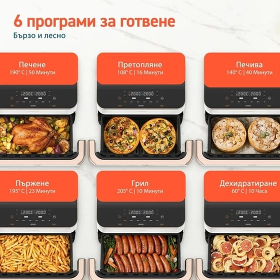 COSORI  CAF-TF101S-WEUR με Αποσπώμενο Κάδο 10 L 2800 W Λευκό/Ροζ Χρυσό Φριτέζα Αέρος image 7