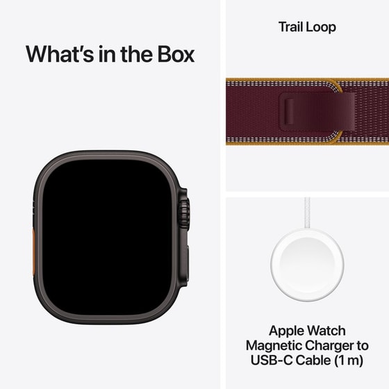 Apple Watch Ultra 4 GPS + Cellular 49mm Black Titanium Case with Burgundy Trail Loop - M/L image 6