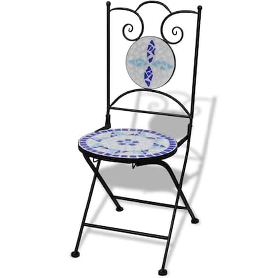 Καρέκλες Vidaxl Bistro Πτυσσόμενες Κεραμικές 2 Τεμ.  37x44x89cm - Μπλε/Λευκό image 2