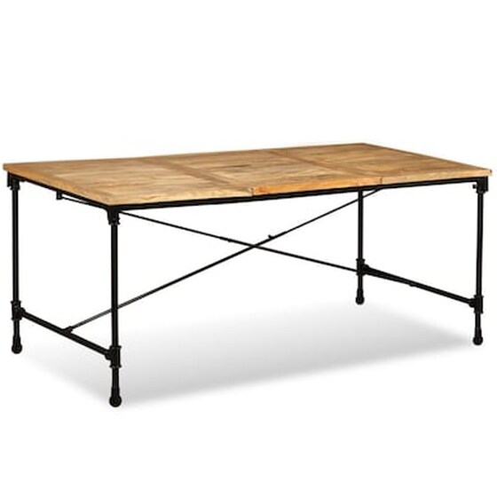 Τραπεζαρία Vidaxl από Μασίφ Ξύλο Μάνγκο 180x90x76 cm - Μαύρο/Καφέ image 3
