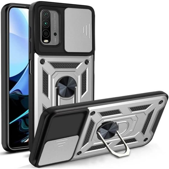 Θήκη Xiaomi Poco M3 - Bodycell Armor Slide Ring Holder - Silver image 0