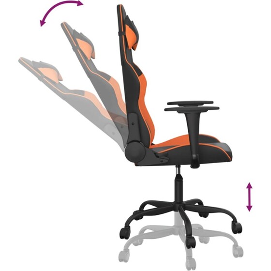 Καρέκλα Gaming VIDAXL 345405 με Ρυθμιζόμενα Μπράτσα από Τεχνητό Δέρμα - Μαύρο / Πορτοκαλί image 4