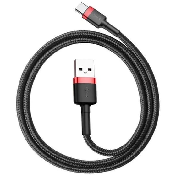 Καλώδιο δεδομένων Baseus Cafule Durable Nylon Braided Usb to Usb-C 2m - Black/Red image 2