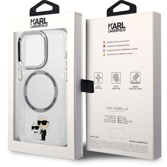 Karl Lagerfeld Iml Nft Back Cover Hard Case Karl  Amp; Choupette Διάφανη Θήκη Προστασίας Με Ενσωματωμένο Δαχτυλίδι Magsafe – Iphone 14 Pro Max (clear/grey) image 3