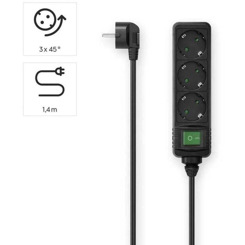 HAMA Πολύπριζο Surge Protector HAMA 3 Schuko 1.4M - Black