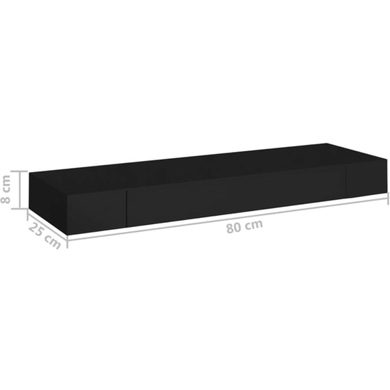 Ράφι Τοίχου VidaXL με Συρτάρι από MDF 80x25x8 cm - Μαύρο image 7