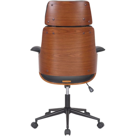 Καρέκλα Γραφείου Διευθυντή Hermanos Pakoworld Μαύρο Pu – Ξύλο Καρυδί – 106-000020 image 3