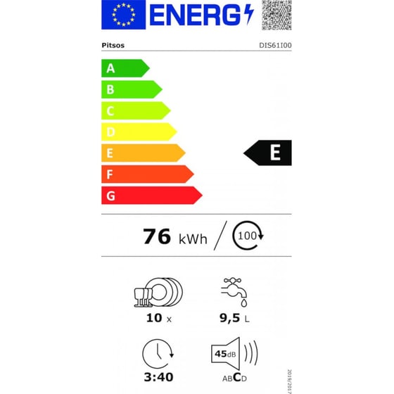 Εντοιχιζόμενο Πλυντήριο Πιάτων PITSOS DIS61I00 για 10 Σερβίτσια - Inox image 6