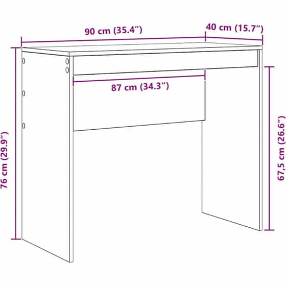 Γραφείο VidaXL 90x40x76 cm - Παλιό Ξύλο image 8
