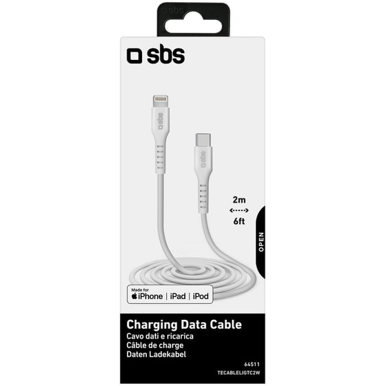 Καλώδιο δεδομένων Sbs Usb-C to Lightning 2m - White image 6