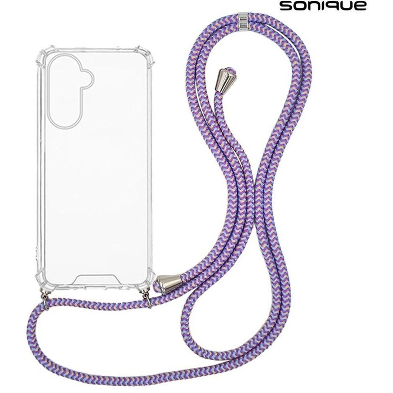Θήκη Samsung Galaxy A36 5G - Sonique Armor Clear με Κορδόνι - Rainbow Λιλά
