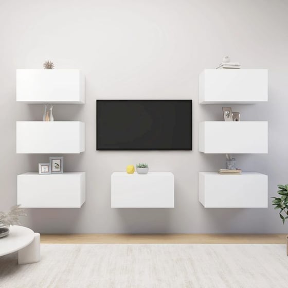 Έπιπλα Τηλεόρασης VidaXL Μοριοσανίδα 7 Τμχ 30.5x30x60cm - Λευκά image 2