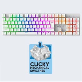 Armaggeddon MKA-7C Μηχανικό Gaming Ενσύρματο Πληκτρολόγιο με Blue Switch RGB  - White