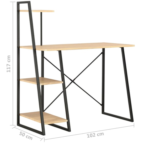 Γραφείο Βιβλιοθήκη VidaXL από Μοριοσανίδα 102x50cm - Δρυς/Μαύρο image 6