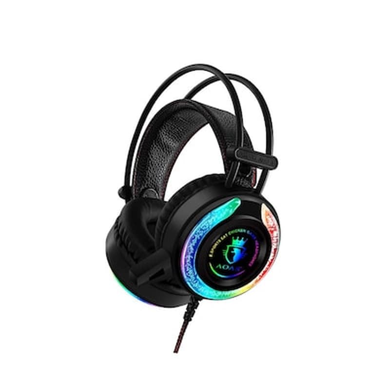 OEM AOAS AS90 Gaming Ενσύρματα Ακουστικά 3.5mm με RGB Φωτισμό - Μαύρα