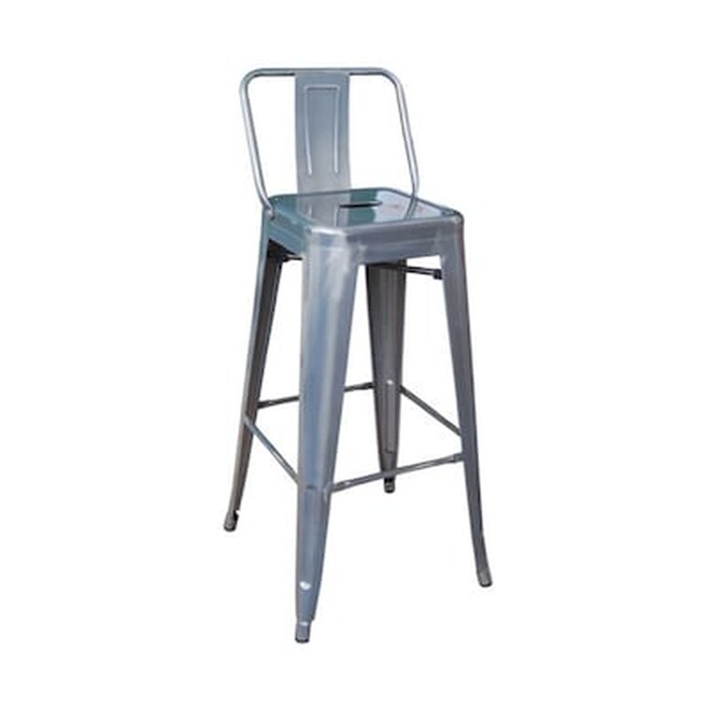 Σκαμπό Μπαρ Με Πλάτη Metal 10 Τμχ - Γκρι