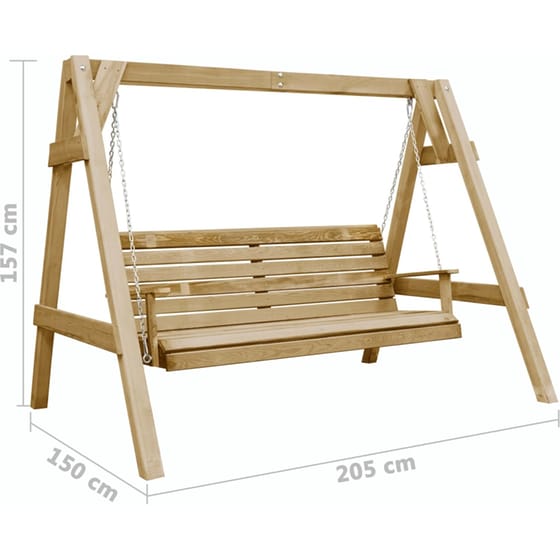 Κούνια Κήπου VidaXL από Ξύλο 205x150x157 cm - Καφέ image 4