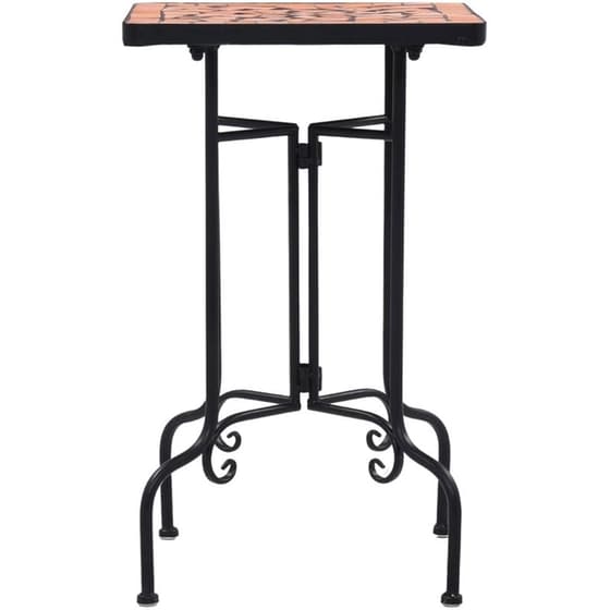 Τραπέζι Εξωτερικού Χώρου Βοηθητικό VidaXL από Σίδηρο 35x35x56 cm - Τερακότα/Μαύρο image 1