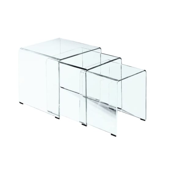 Σετ Τραπεζάκια Σαλονιού Woodwell 3τμχ από Γυαλί 42x42x42cm - Διάφανα image 0