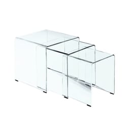 Σετ Τραπεζάκια Σαλονιού Woodwell 3τμχ από Γυαλί 42x42x42cm - Διάφανα