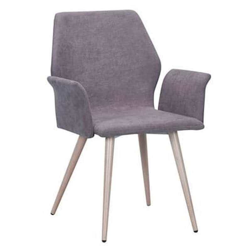 WOODWELL Πολυθρονα Μεταλλικη Βαφη Φυσικο - Υφασμα Grey Brown - Σετ 4 Τεμαχίων