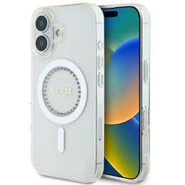 Θήκη Apple iPhone 16 - Guess MagSafe “Rhinestones” Hard Case - White