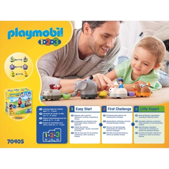 PLAYMOBIL® 1·2·3 Τρενάκι Με Βαγόνια Ζωάκια (70405) image 1