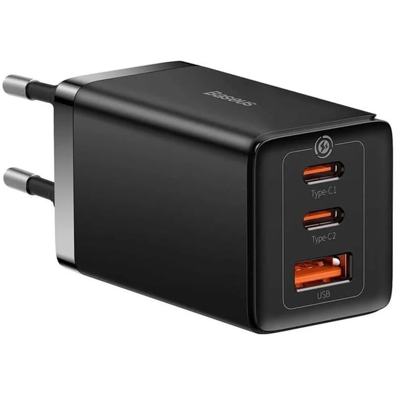 BASEUS Φορτιστής Πρίζας Baseus GaN5 Pro 2x USB-C/ 1x USB/ Καλώδιο USB-C 65W 1m - Black CCGP120201