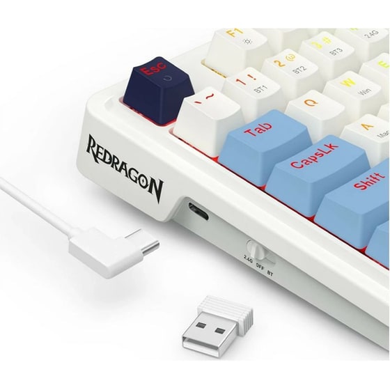 Redragon Antonium Pro Leopard Gaming Μηχανικό Ασύρματο Bluetooth Πληκτρολόγιο RGB Λευκό (US) image 3