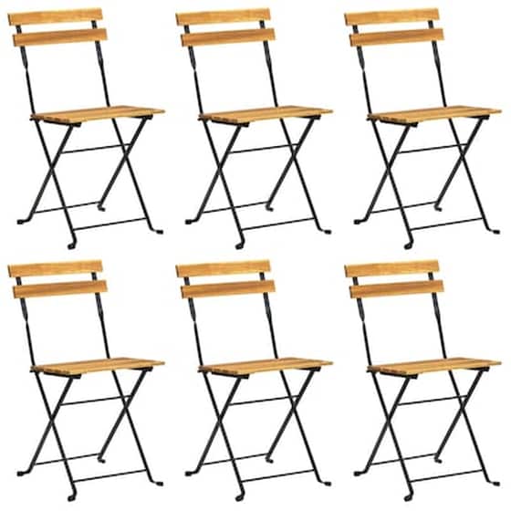 Σετ Τραπεζαρία Κήπου Vidaxl από Μασίφ Ξύλο Ακακίας Πτυσσόμενο 7 Τμχ - Καφέ image 2