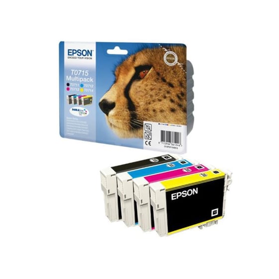 Epson T0715 Κυανό / Ματζέντα / Κίτρινο / Μαύρο Πακέτο 4 Μελανιών Εκτυπωτή C13T07154010 image 1