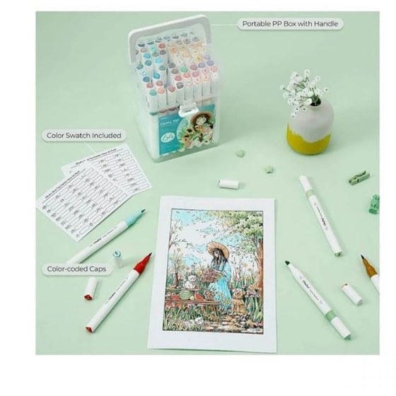 Μαρκαδόροι Σχεδίου Ohuhu Brush & Chisel Waterbased (64 Τεμάχια) image 2