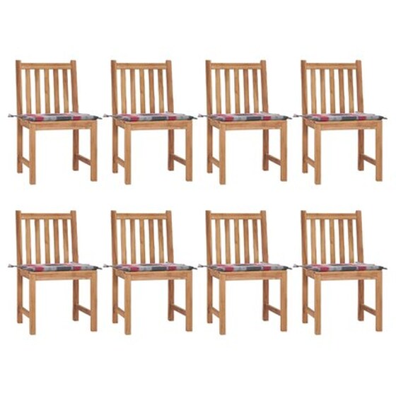 Vidaxl Καρέκλες Κήπου 8 Τεμαχίων Από Μασίφ Ξύλο Teak Με Μαξιλάρια image 0