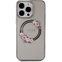 Θήκη Apple iPhone 14 Pro - Guess Flowers Wreath Collection Magsafe Hard Case - Μαύρο