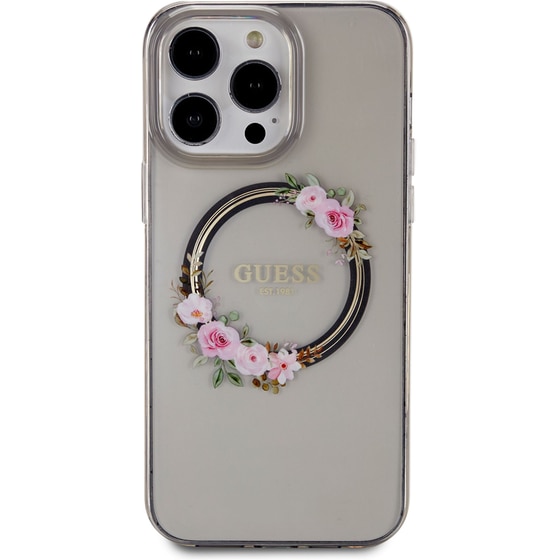 Θήκη Apple iPhone 14 Pro - Guess Flowers Wreath Collection Magsafe Hard Case - Μαύρο image 0