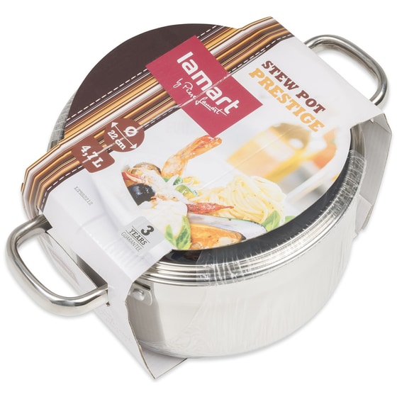 Κατσαρόλα Βαθιά από Ανοξείδωτο Ατσάλι LAMART PRESTIGE 22 cm 4.7 L Inox image 1