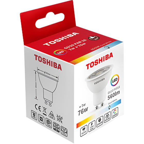 Λάμπα LED Toshiba GU10 7W 3000K - Θερμό Λευκό image 1