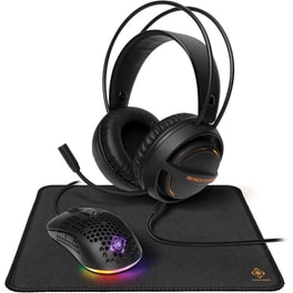 Deltaco 3in1 Gaming Σετ Ενσύρματο Ποντίκι LED & Ενσύρματα Ακουστικά 3.5mm & Mousepad - Μαύρο