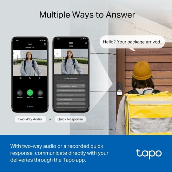 Κουδούνι Πόρτας TP-Link Tapo D230S1 Smart Doorbell με Κάμερα - Λευκό/Μαύρο image 7