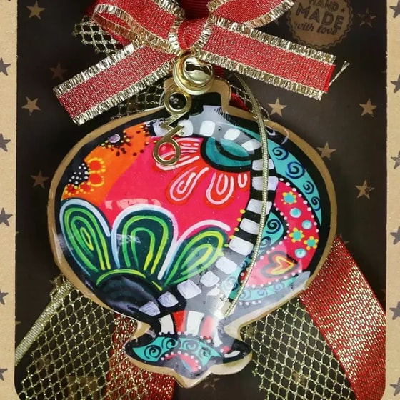 Γούρι Synchronia&nbsp;Ρόδι&nbsp;Boho Μεταλλλικό&nbsp;Λουλούδια image 1