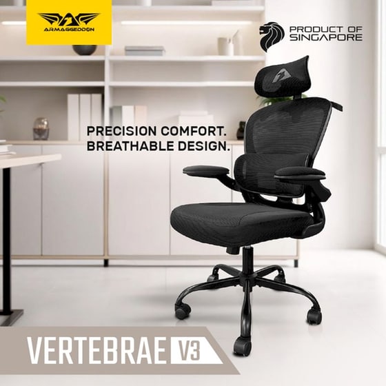 Gaming Καρέκλα Armaggeddon Vertebrae V3 από Ύφασμα Mesh  - Μαύρη image 2