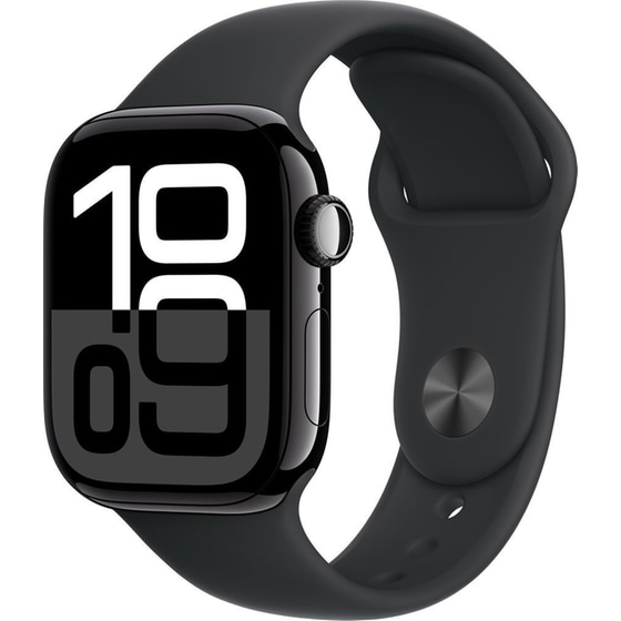 Apple Watch Series 10 GPS + Cellular 42mm Jet Black Aluminum Case with Black Sport Band - S/M image 0