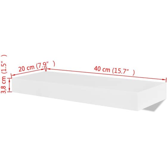 Ράφια Τοίχου VidaXL από MDF 40x20x3.8 cm 2 Τμχ - Λευκό image 4
