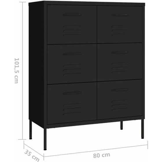 Συρταριέρα Γραφείου VidaXL από Ατσάλι 80x35x101.5 cm - Μαύρο image 8