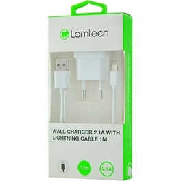 Σετ Φόρτισης Lamtech Wall Charger 2.1A 18W With Usb to Lightning 1m - White
