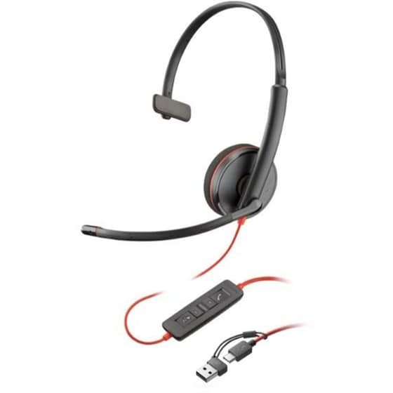 Ενσύρματα Ακουστικά με Μικρόφωνο Poly Blackwire 3210 - Μαύρο image 0
