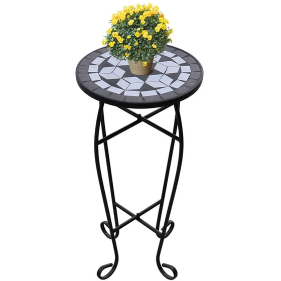 Τραπέζι Εξωτερικού Χώρου VidaXL από Σίδηρο φ30x60 cm - Λευκό/Μαύρο image 1