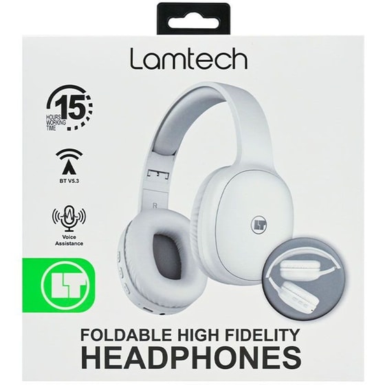 Lamtech LAM113027 Ασύρματα Ακουστικά Κεφαλής - Λευκά image 1