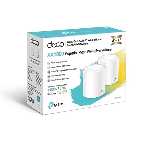 TP-LINK Deco X20 v1 WiFi Mesh Network Access Point Wi‑Fi 6 Dual Band (2.4 & 5GHz) σε Διπλό Kit image 1