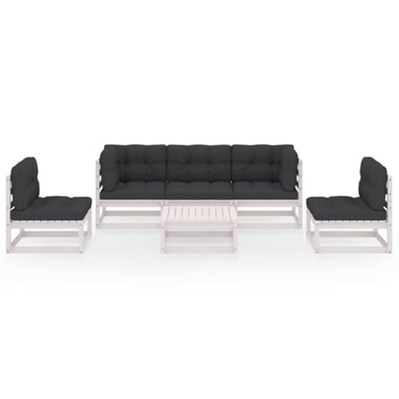Σετ Σαλόνι Κήπου Vidaxl από Μασίφ Ξύλο Πεύκου με Μαξιλάρια 6 Τμχ - Μαύρο image 2